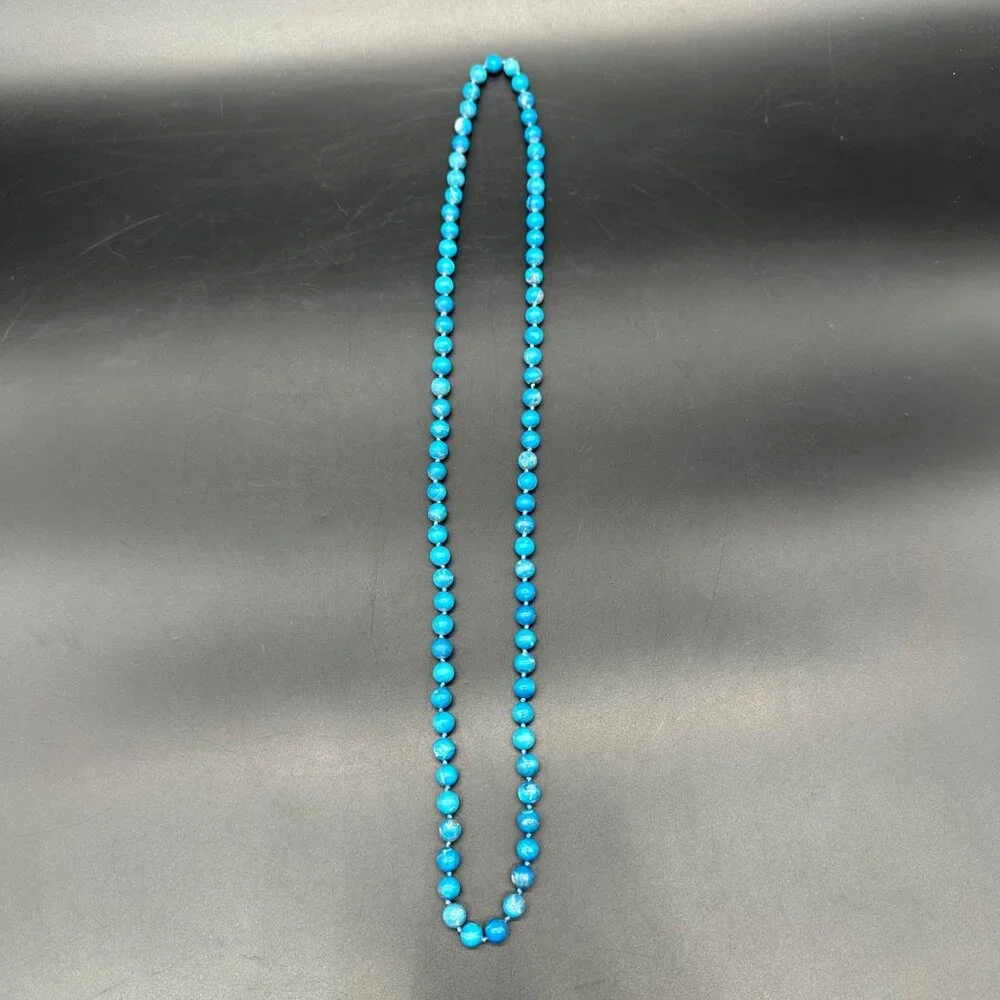 Vintage Turquoise Beaded Necklace Blue Stone Southwestern Western 30 Inches - Picture 3 of 7